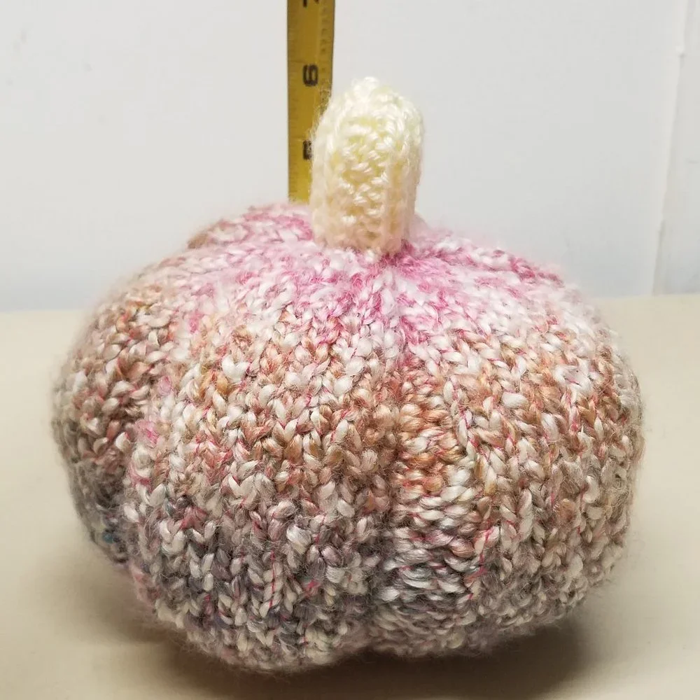 Handmade Knitted Fall Gourmet Ivory Mimosa Pumpkin Décor - Picture 7 of 11